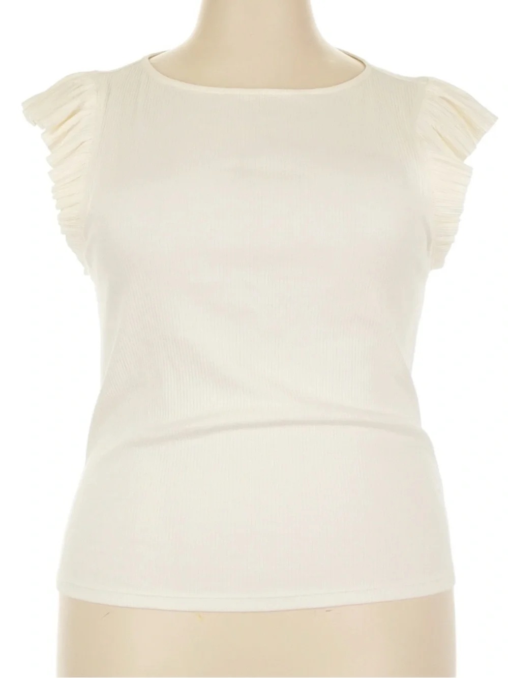 J. Crew Vintage Rib Ruffle Boatneck Tank Top Size 2X Cream - Picture 1 of 8